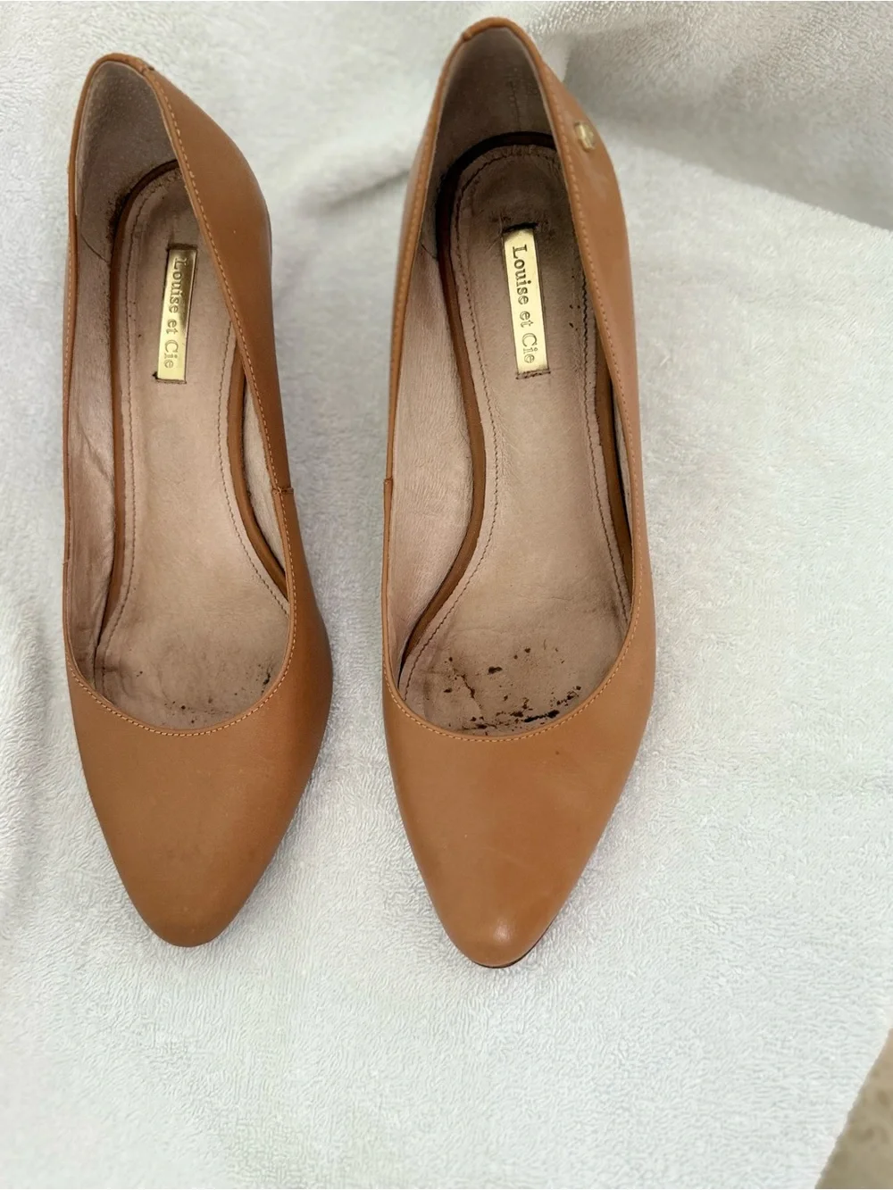 Louise et Cie Cognac Leather Pointed-Toe Flats